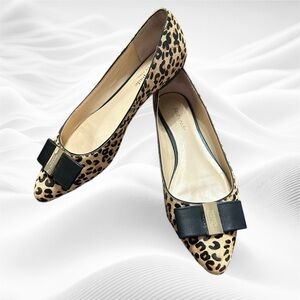 Kate Spade Norah Bow Calf Hair Flat size 8.5‎ Leopard